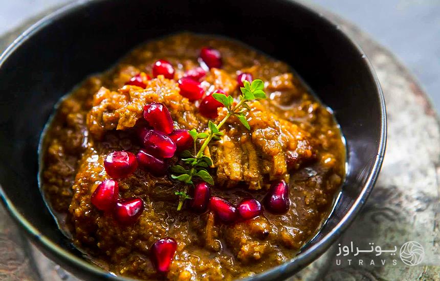 garlic pomegranate stew is a local food of Mazandaran